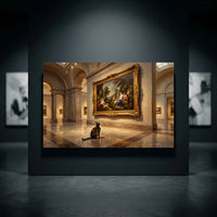 Curious Cat in Museum Oil Painting Style Canvas Print Wall Art, Elegant Gallery Decor - Mockup Display 10