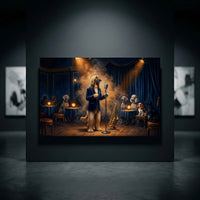 Dapper Dog Jazz Singer Oil Painting Style Canvas Print Wall Art, Elegant Decor - Mockup Display 10