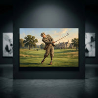 Vintage Golfer Golf Course Oil Painting Style Canvas Print Wall Art - Mockup Display 10
