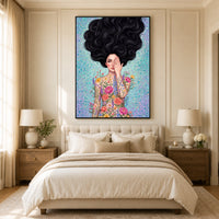Woman with Flowing Hair & Floral Body Art Canvas Print Wall Art, Bohemian Decor - Mockup Display 10