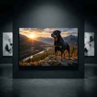 Majestic Rottweiler Dog Sunset Mountain Vista Canvas Print Wall Art - Scenic - Mockup Display 10
