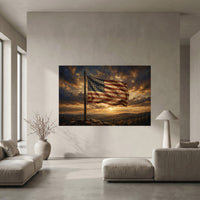 Weathered American Flag Oil Painting Style Canvas Print Wall Art for Rustic Decor - Mockup Display 10