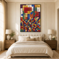 Abstract Geometric Cubist Style Canvas Print Wall Art, Vibrant Modern Decor - Mockup Display 10