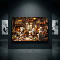 Whimsical Chef Dogs Cooking Kitchen Oil Painting Style Canvas Print Wall Art Decor - Mockup Display 10