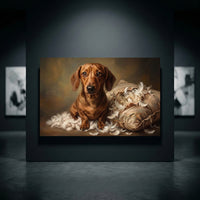 Dachshund Stretched Canvas Wall Art, Painterly Dog Portrait Print, Classic Pet Room Decor