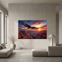 Majestic Bald Eagle Grand Canyon Oil Painting Style Canvas Print Wall Art Sunset - Mockup Display 10