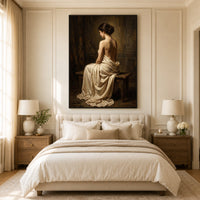 Classical Draped Woman Oil Painting Style Canvas Print Wall Art, Elegant Decor - Mockup Display 10