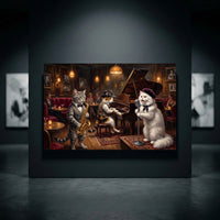 Sophisticated Jazz Cats Oil Painting Style Canvas Print Wall Art for Music Lovers - Mockup Display 10