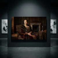 Regal Noblewoman Historical Portrait Oil Painting Style Canvas Print Wall Art Grandeur - Mockup Display 10