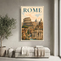 Historic Rome Cityscape Illustration Canvas Print Wall Art, Iconic Italy - Mockup Display 10