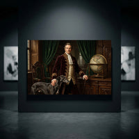 Elegant Gentleman with Greyhound Oil Painting Style Canvas Print Wall Art, Classic Decor - Mockup Display 10