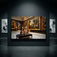 Charming Dogs Museum Oil Painting Style Canvas Print Wall Art for Pet Lovers - Mockup Display 10