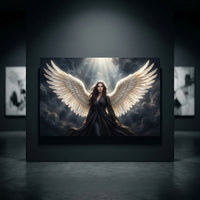 Mystical Angel with Wings Canvas Print Wall Art, Dramatic Celestial Design - Mockup Display 10