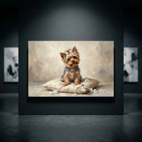 Yorkshire Terrier Stretched Canvas Wall Art, Soft Dog Portrait Print, Elegant Bedroom Decor