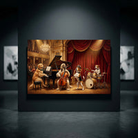 Whimsical Dog Orchestra Oil Painting Style Canvas Print Wall Art, Elegant Decor - Mockup Display 10