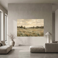 Rustic Field Landscape Oil Painting Style Canvas Print Wall Art for Serene Decor - Mockup Display 10