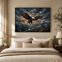 Majestic Bald Eagle Soaring Oil Painting Style Canvas Print Wall Art, Patriotic - Mockup Display 10