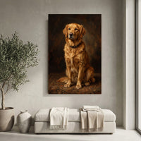 Elegant Golden Retriever Oil Painting Style Canvas Print Wall Art Classic - Mockup Display 10