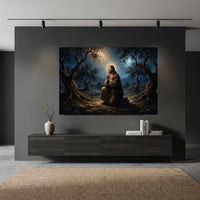 Jesus in Gethsemane Oil Painting Style Canvas Print Wall Art, Spiritual Decor - Mockup Display 10