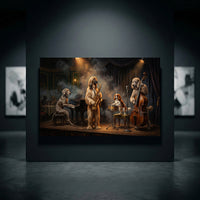 Jazzy Dogs Band Classic Painting Style Canvas Print Wall Art for Sophisticated Decor - Mockup Display 10