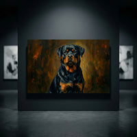 Rottweiler Canvas Wall Art, Painterly Dog Portrait Print, Bold Living Room Decor