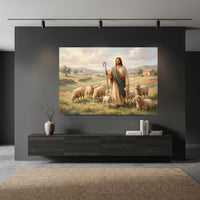 Good Shepherd Jesus Oil Painting Style Canvas Print Wall Art for Faith Decor - Mockup Display 10