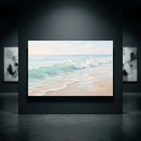 Serene Ocean Wave Impasto Style Canvas Print Wall Art, Coastal Home Decor Accent - Mockup Display 10