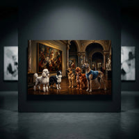 Regal Dogs Museum Visit Oil Painting Style Canvas Print Wall Art for Home - Mockup Display 10
