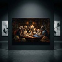 Canine Council Oil Painting Style Canvas Print Wall Art for Study Room - Mockup Display 10