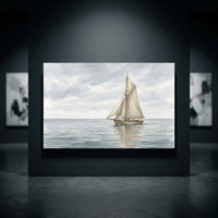 Serene Sailboat Watercolor Style Seascape Canvas Print Wall Art for Coastal Homes - Mockup Display 10