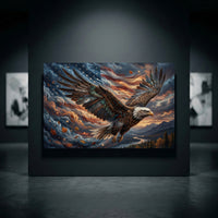 Majestic Bald Eagle American Flag Oil Painting Style Canvas Print Wall Art - Mockup Display 10