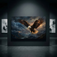 Bald Eagle Canvas Wall Art, Patriotic Wildlife Print, Dramatic Living Room Decor