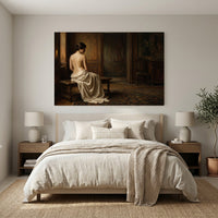 Classical Woman in Draped Gown Oil Painting Style Canvas Print Wall Art Serene - Mockup Display 11