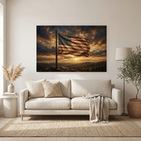 Weathered American Flag Oil Painting Style Canvas Print Wall Art for Rustic Decor - Mockup Display 11