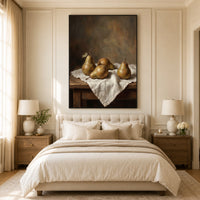 Realistic Pears Still Life Oil Painting Style Canvas Print Wall Art for Kitchen Decor - Mockup Display 11