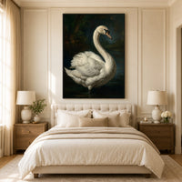 Majestic White Swan Oil Painting Style Canvas Print Wall Art, Elegant Nature Decor - Mockup Display 11