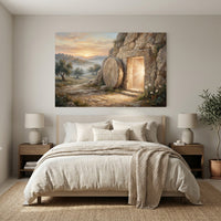 Empty Tomb Resurrection Oil Painting Style Canvas Print Wall Art, Divine Decor - Mockup Display 11