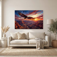 Majestic Bald Eagle Grand Canyon Oil Painting Style Canvas Print Wall Art Sunset - Mockup Display 11