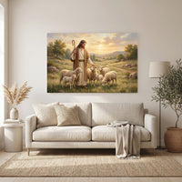 Jesus the Good Shepherd Oil Painting Style Canvas Print Wall Art for Devotion - Mockup Display 11