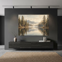 Misty Forest Lake Mountain Landscape Oil Painting Style Canvas Print Wall Art - Mockup Display 11