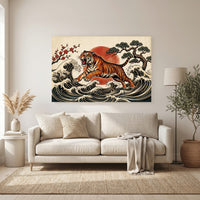 Japanese Ukiyo-e Tiger Art Print Canvas Wall Art, Cultural Statement Piece - Mockup Display 11