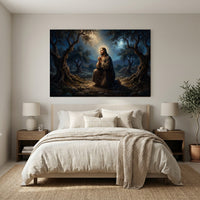 Jesus in Gethsemane Oil Painting Style Canvas Print Wall Art, Spiritual Decor - Mockup Display 11