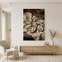 Fresh Oysters with Lemon Oil Painting Style Canvas Print Wall Art for Kitchen - Mockup Display 11