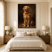 Elegant Golden Retriever Oil Painting Style Canvas Print Wall Art Classic - Mockup Display 11