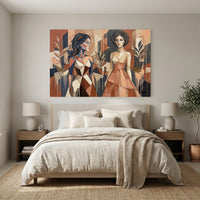 Abstract Cubist Women Figures Modern Canvas Print Wall Art, Elegant Decor - Mockup Display 11