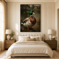 Mallard Duck Pond Rustic Landscape Oil Painting Style Canvas Print Wall Art Decor - Mockup Display 11