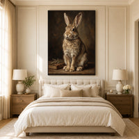 Charming Rabbit Oil Painting Style Canvas Print Wall Art, Rustic Decor - Mockup Display 11