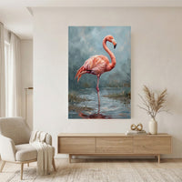 Majestic Flamingo Oil Painting Style Canvas Print Wall Art for Nature Lovers - Mockup Display 11