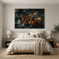 Jesus Calms the Storm Classic Spiritual Canvas Print Wall Art - Dramatic - Mockup Display 11