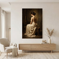 Classical Draped Woman Oil Painting Style Canvas Print Wall Art, Elegant Decor - Mockup Display 11